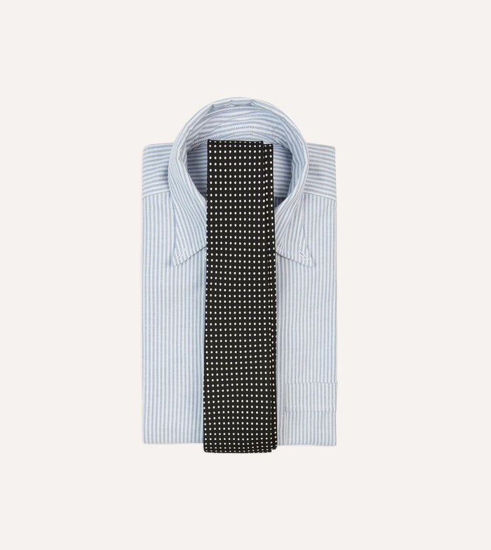 Black Small Spot Silk Self-Tipped Tie