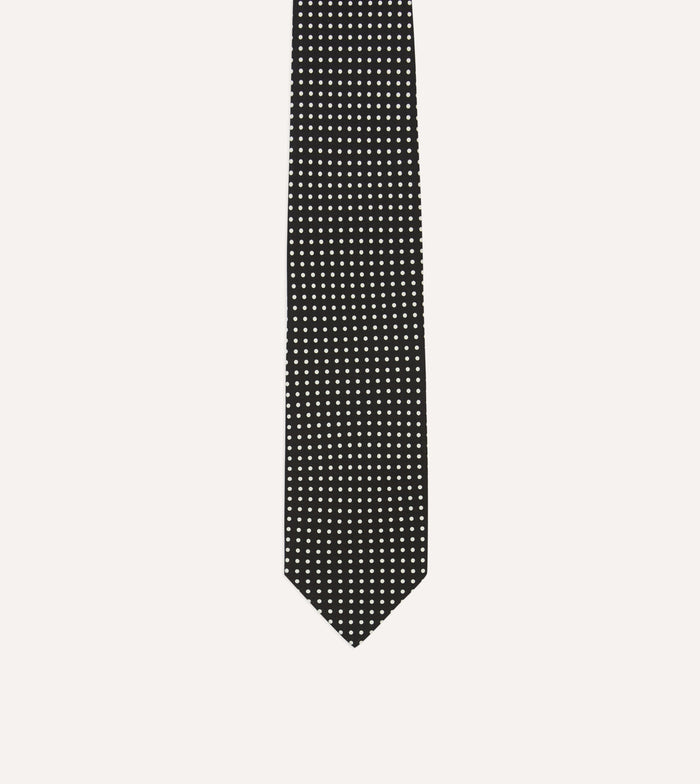 Black Small Spot Silk Self-Tipped Tie