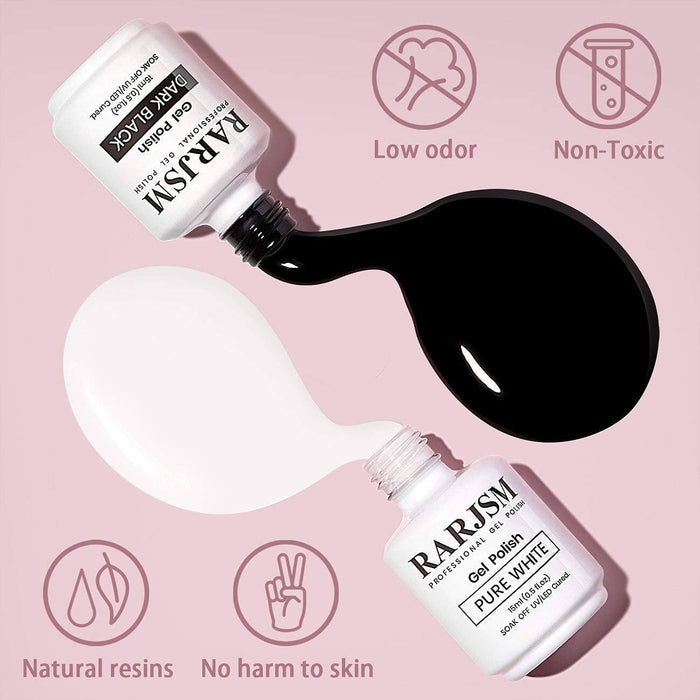 RARJSM ®Classic Color Gel Set | Black & White Gel Nail Polish | 15ml