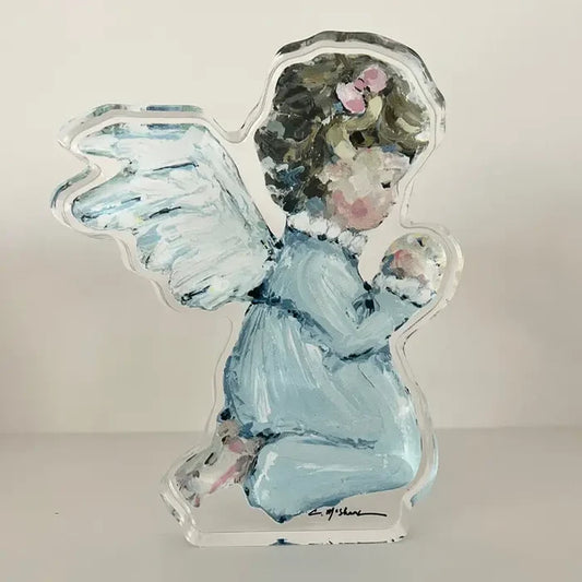 Blue Small Angel Wing Acrylic Cutout-Brunette