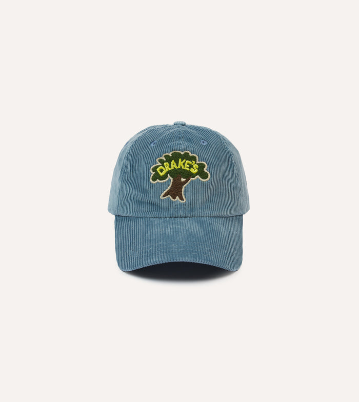 Blue Tree Emblem Cotton Corduroy Baseball Cap