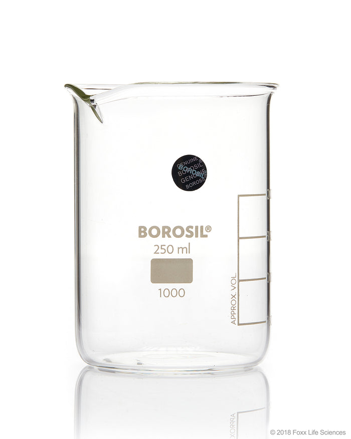 Borosil® Beaker Griffin Low Form with Spout Graduated ISO 3819 Borosilicate 250mL CS/40 | img_1 | Foxx Life Sciences Global | shopfls.com