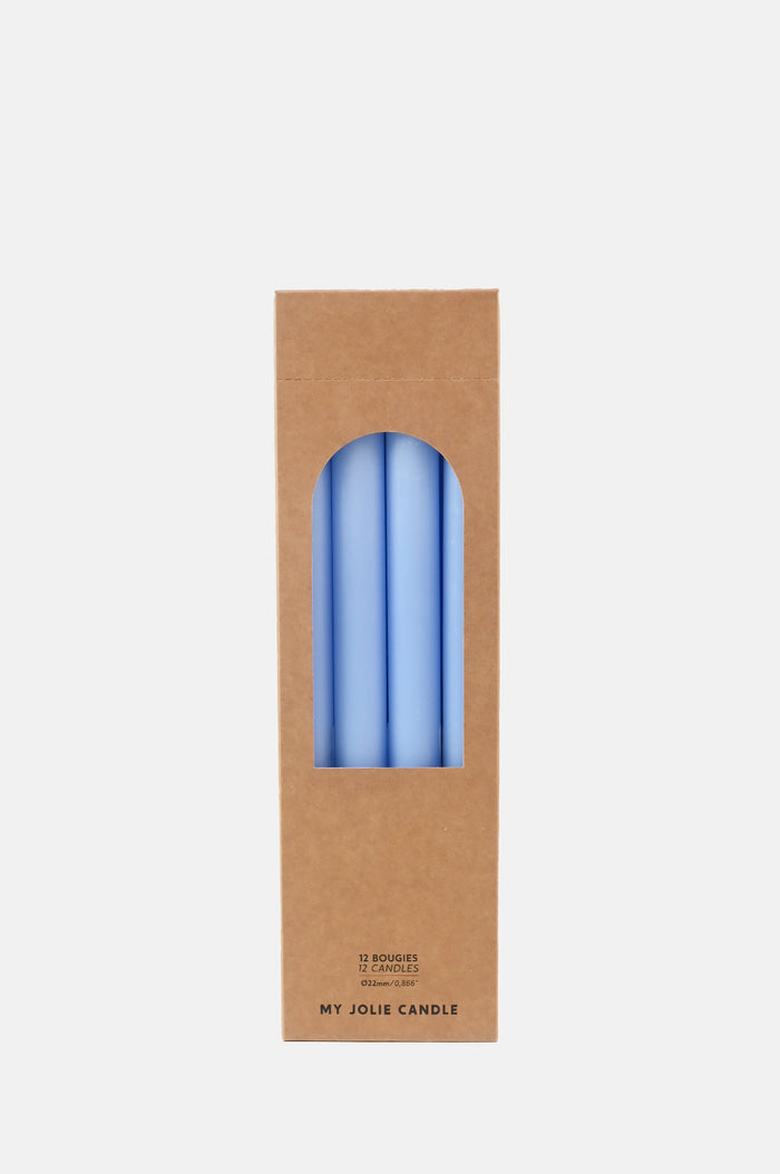 My Jolie Candle Box of 12 Dinner Candles Bleu Clair.