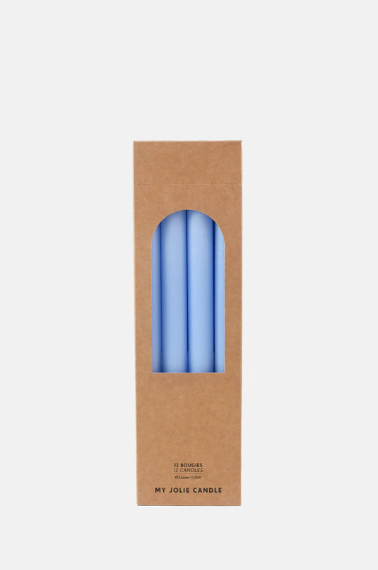 My Jolie Candle Box of 12 Dinner Candles Bleu Clair.