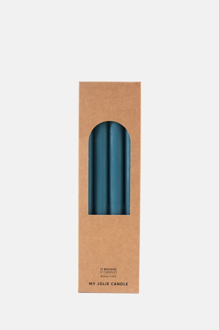 My Jolie Candle Box of 12 Dinner Candles Bleu Lagon.