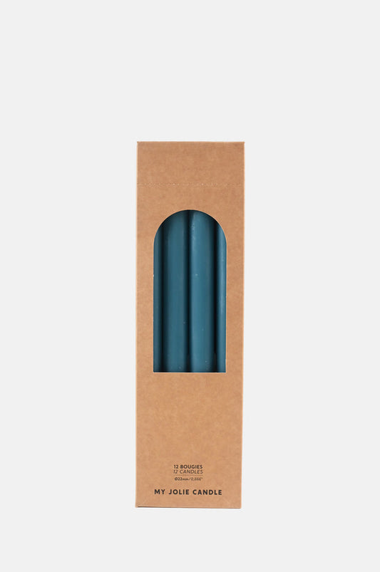 My Jolie Candle Box of 12 Dinner Candles Bleu Lagon.