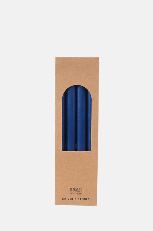 My Jolie Candle Box of 12 Dinner Candles Bleu Marine.