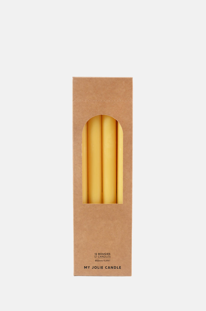 My Jolie Candle Box of 12 Dinner Candles Jaune.