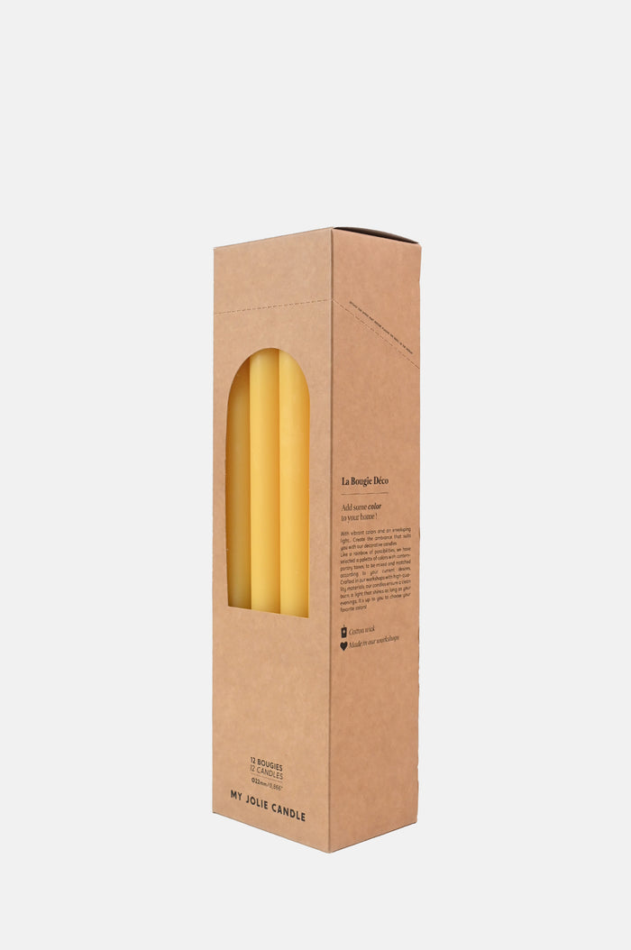 Box of 12 Dinner Candles Jaune