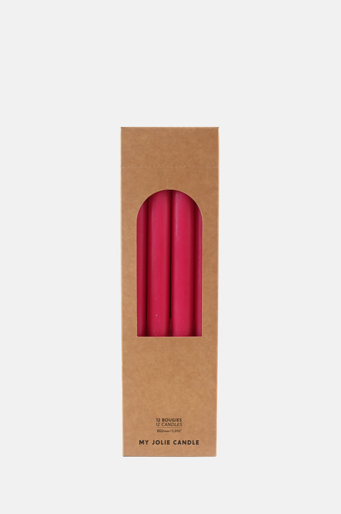 My Jolie Candle Box of 12 Dinner Candles Rose Fonce.