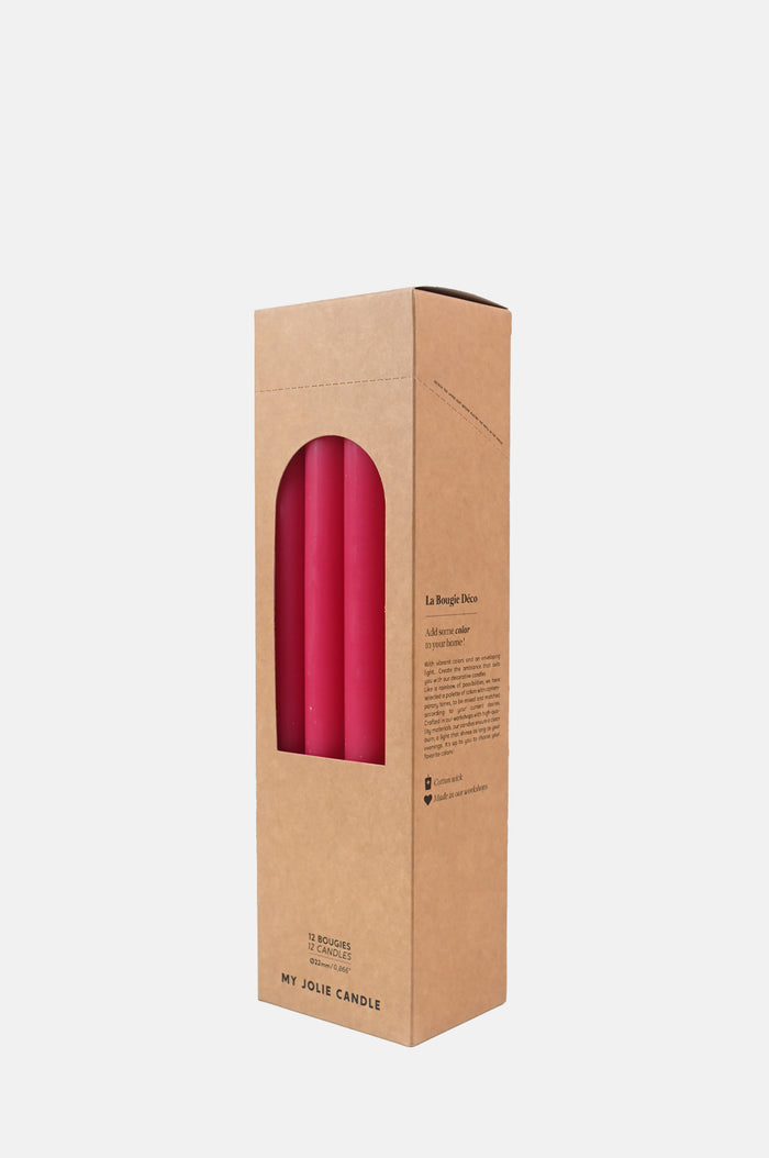 Box of 12 Dinner Candles Rose Fonce