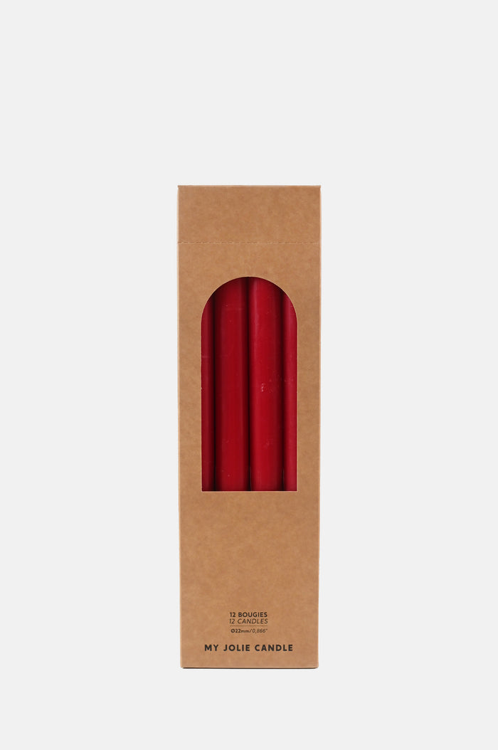 My Jolie Candle Box of 12 Dinner Candles Rouge.
