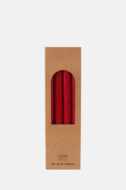 My Jolie Candle Box of 12 Dinner Candles Rouge.