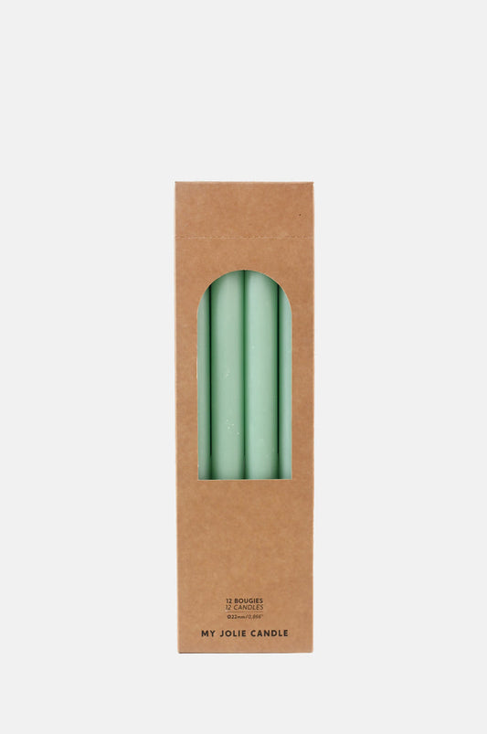 My Jolie Candle Box of 12 Dinner Candles Vert Pastel.