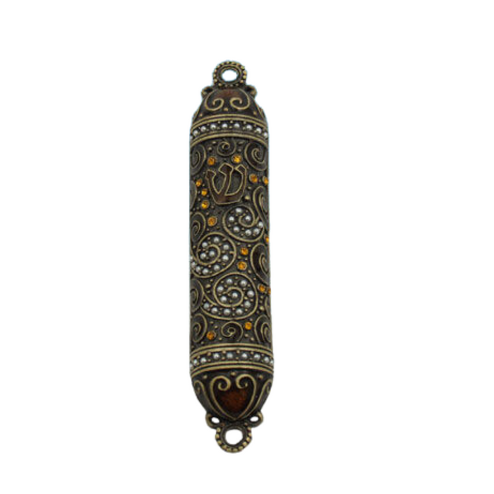 Brass Amber Mezuzah