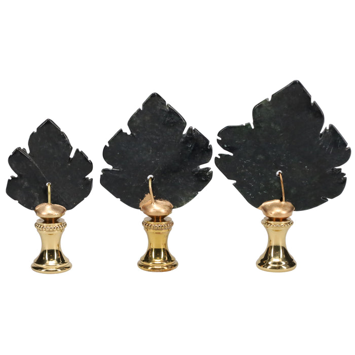 Brass Finial with Black Lapis Lazuli Stone Leaf, 1/4-27F Tap (15240)