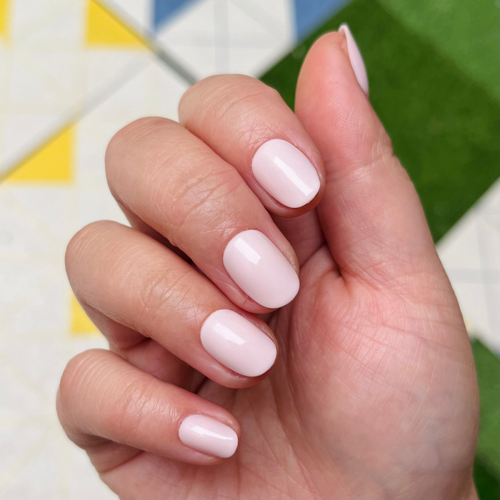 Brave Blush | Extra Short | Round - Tab Press-On nails in soft pastel lily pink for quick and easy at-home mani
