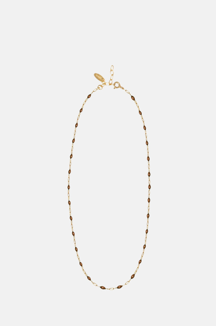Hermina Athens Bronze Enamel Chain Necklace 85cm.