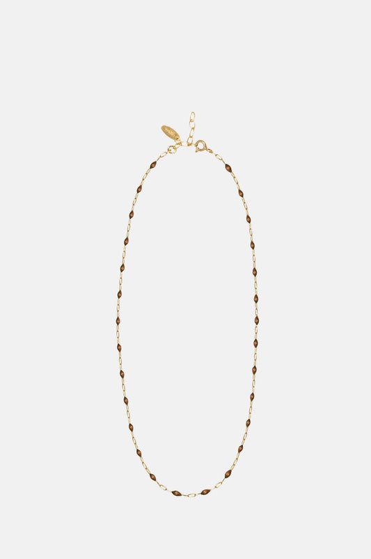 Hermina Athens Bronze Enamel Chain Necklace 85cm.