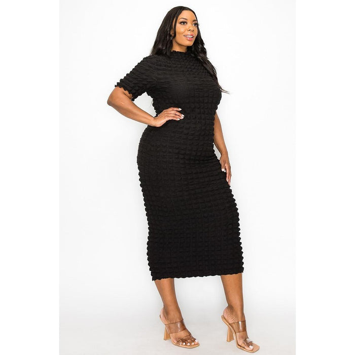 BUBBLE POP BODYCON MIDI DRESS