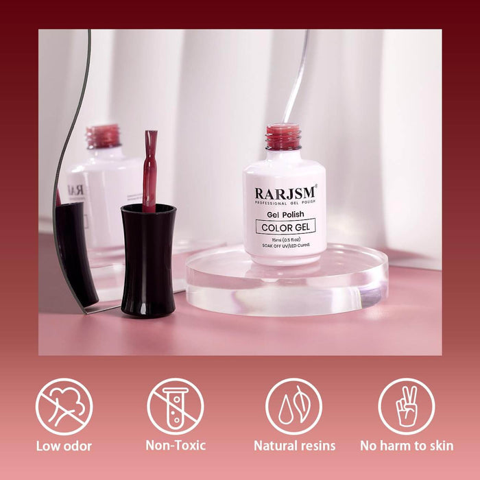 RARJSM ®Burgundy Red to Pink color changing gel nail polish