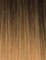 SENSATIONNEL Butta Lace Unit 10 wig straight ombre brown to blonde close up showing smooth silky strands