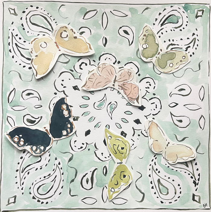 Butterfly Bandana Mint, Original 8x8