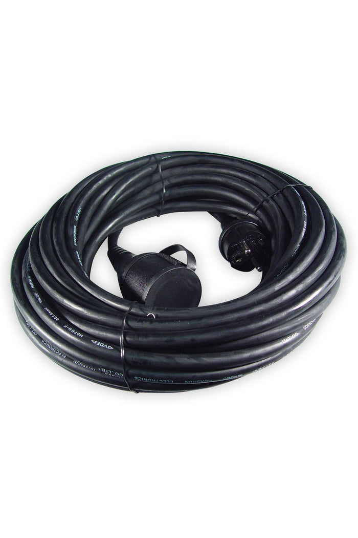 Calex Extension cable - male/female - Black - 20m - IP44 - BE/FR