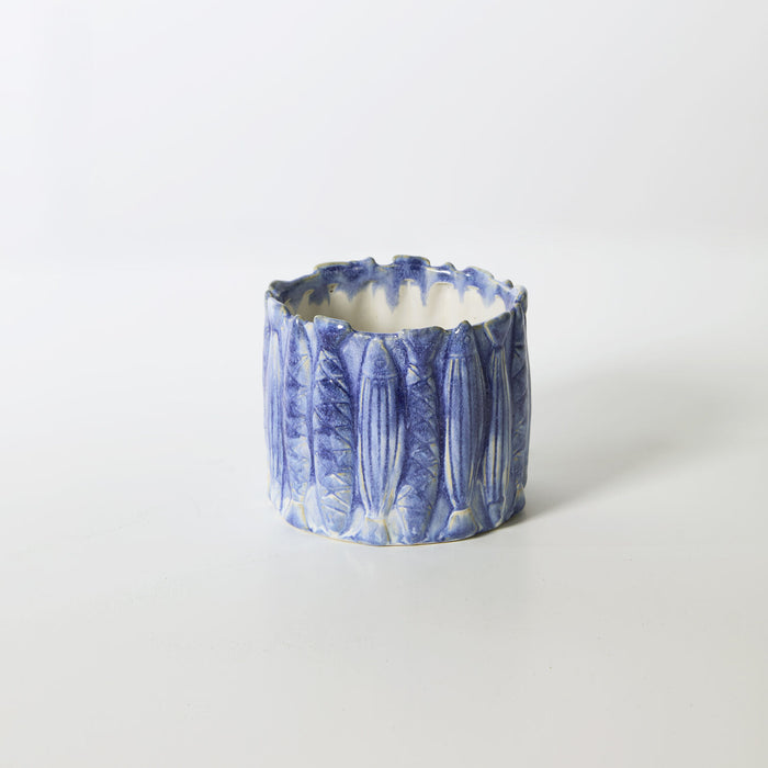 blue with white accents sardine planter