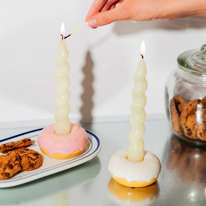 Ceramic Donut Taper Candle Holder