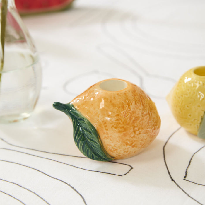 Ceramic Orange Taper Candle Holder