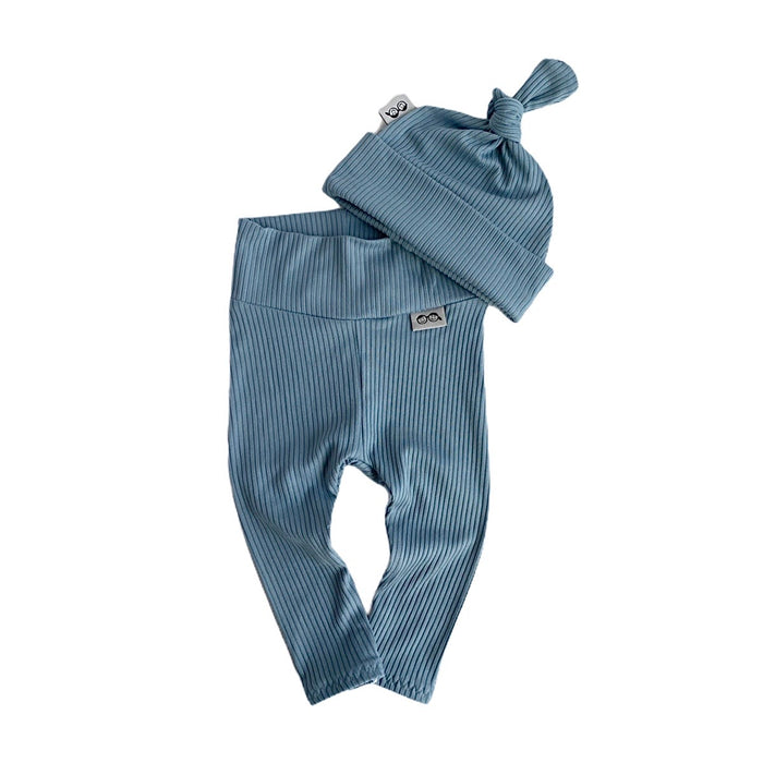 Chambray Rib Leggings and/or Knot Beanie Hat