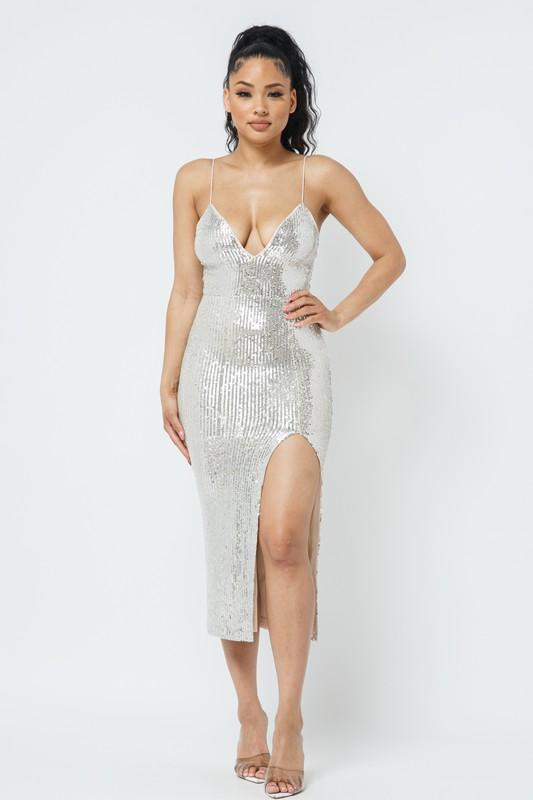 Chel's Sequin Slit Dress