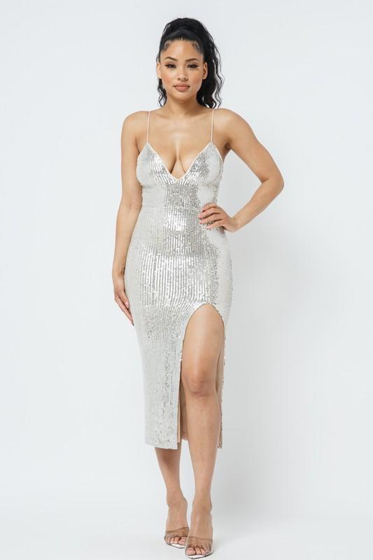 Chel's Sequin Slit Dress