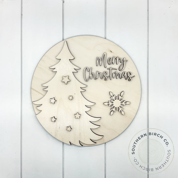 Christmas Tree 3D Round Blank (Merry Christmas)