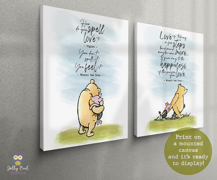 Classic Winnie The Pooh Inspirational Quote - Printable Wall Art Decoration for Nursery Room - Set of 3