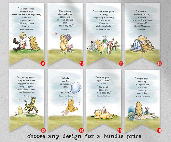 Classic Winnie The Pooh Inspirational Quotes Printable Banner Decoration - Bundle - Jolly Owl Designs
