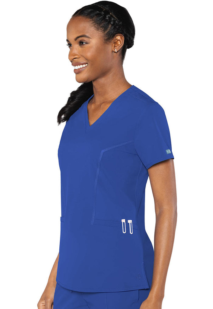 Clearance Med Couture Peaches Double V-Neck Scrub Top
