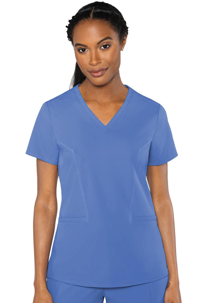 Clearance Med Couture Peaches Double V-Neck Scrub Top