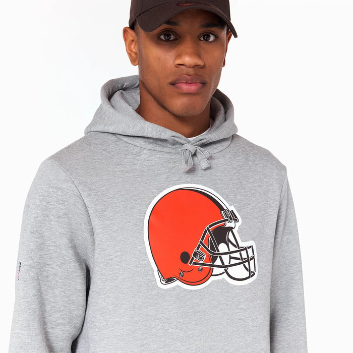 The Male model is wearing Cleveland Browns NFL Grey Pullover Hoodie 4