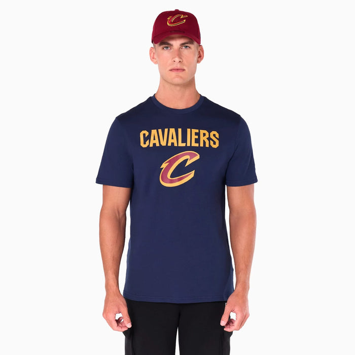 The Male model is wearing Cleveland Cavaliers NBA Navy T-Shirt 1