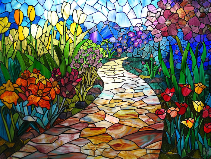 Colorful Pathway Through A Garden