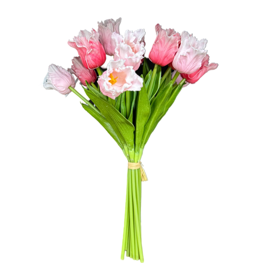 real touch parrot tulips pink light bright bundle