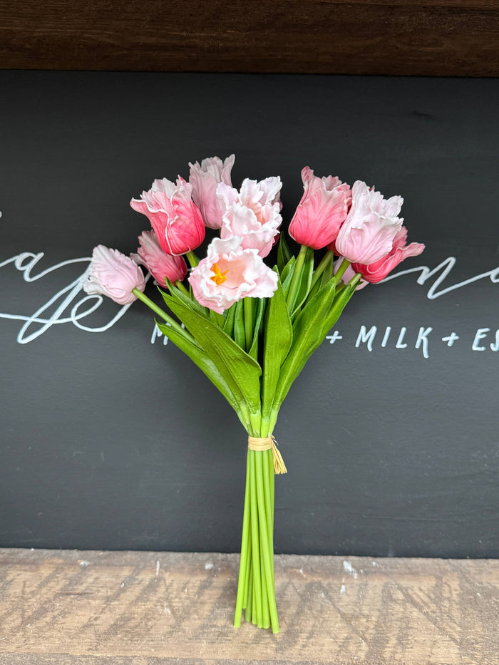 real touch parrot tulips pink light bright bundle
