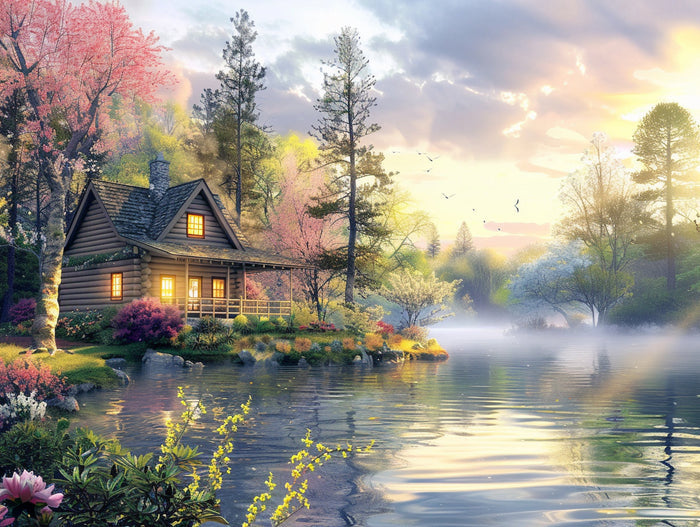 Cozy Cabin Beside A Still Lake