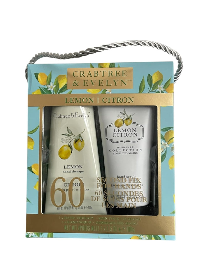 Crabtree & Evelyn Lemon Citron Hand Therapy Cream and Hand Scrub Set, 3.5oz