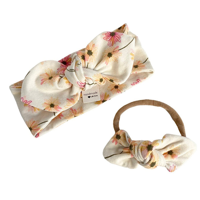 Cream Floral Leggings and/or Headbands