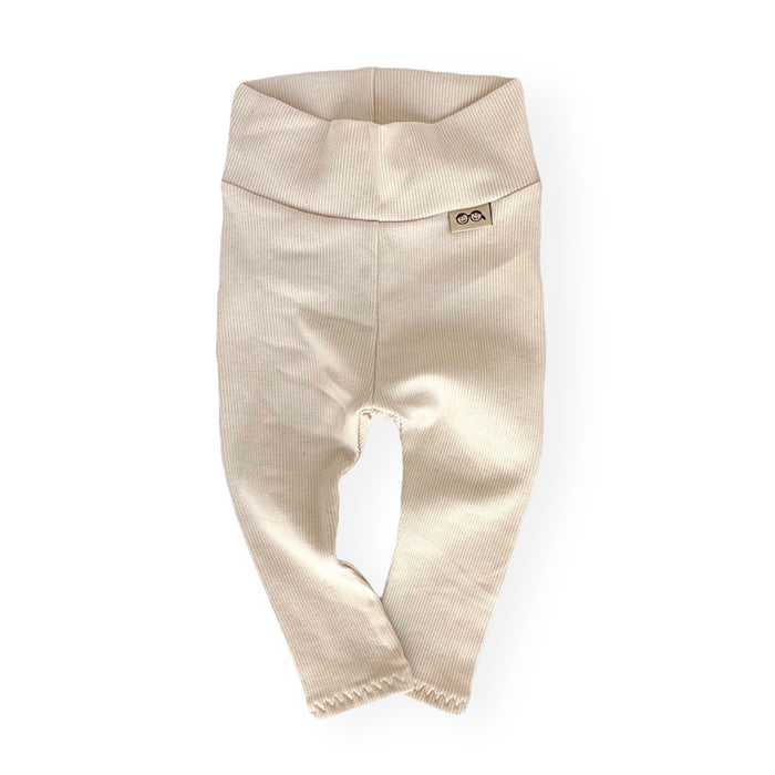 Cream Ribbed Leggings