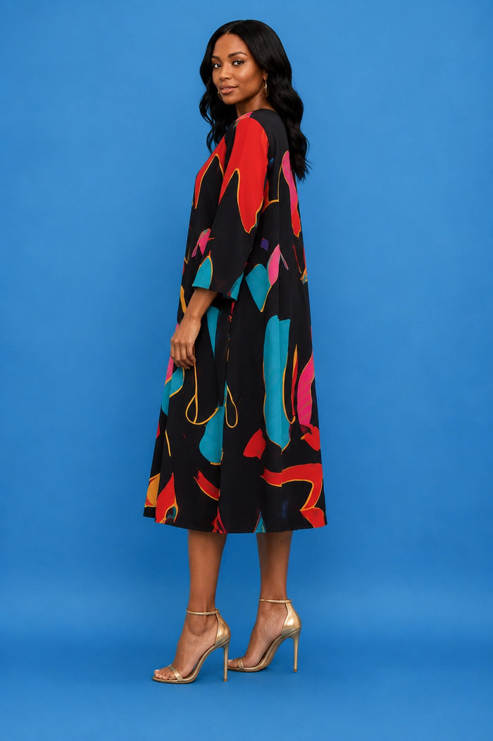 Crowned Abstract Statement Dress