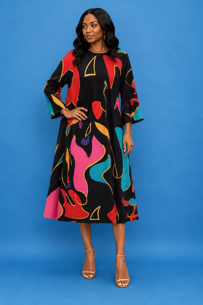 Crowned Abstract Statement Dress